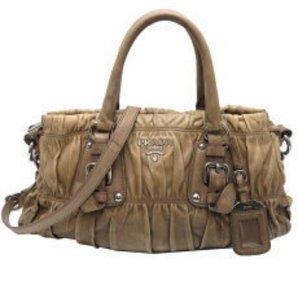 Prada Bag Leather Handbag Khaki Green Beige - Picture 1 of 9